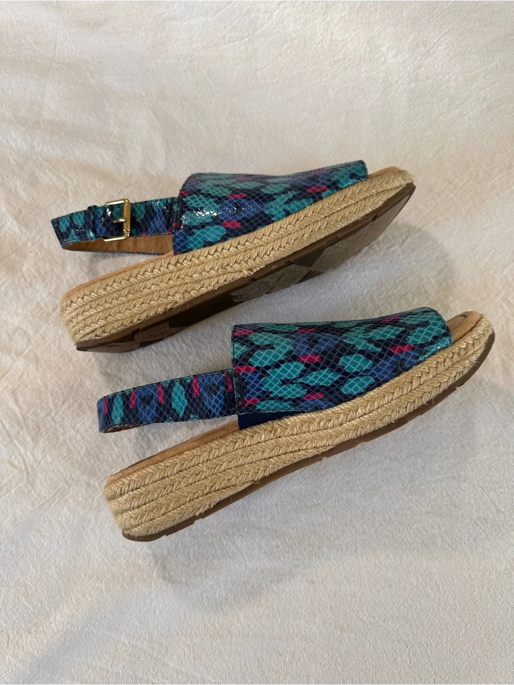Naturalizer 7.5 Blue Snake-Print Espadrille Slingback Sandals - Picture 6 of 10